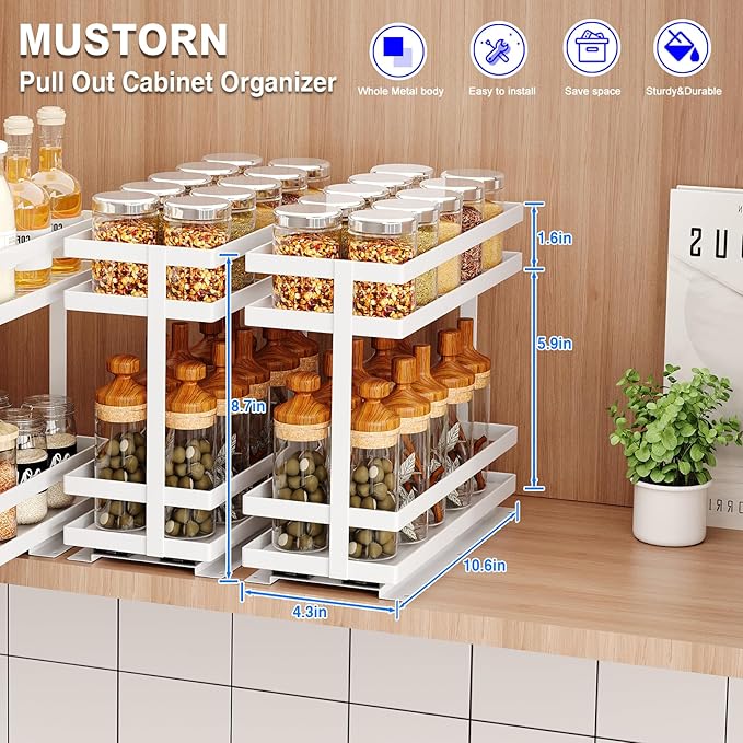 2 Pack Pull Out Spice Rack Organizer - Image 2