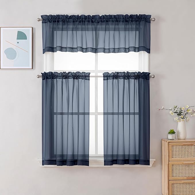 Chyhomenyc Sheer Window Valance Curtains, 42x14 Inches Light Filtering Valances - Image 3