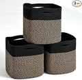 11 Inch Cube Storage Bins, Storage Cube Organizer Bins, Woven Cotton Rope by ICERZCZ