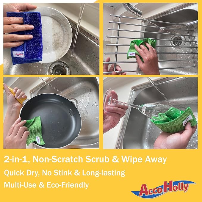 12 Pack Microfiber Scrub Dish Cleaning Cloth, Non-Scratch, Reusable & Durable - Image 4
