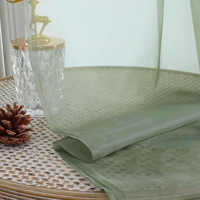 Chyhomenyc Extra Long Sage Green Sheer Curtains 108 Inches Long 2 Panels - Image 5