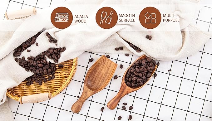 GinSent Wood Coffee Scoop-2 Pieces Large Measuring Spoons - Image 3