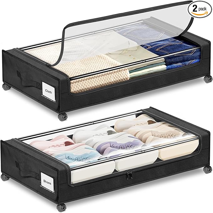 Under Bed Storage with Wheels 2-Pack，Under Bed Storage Containers XXL，Underbed by Unknown