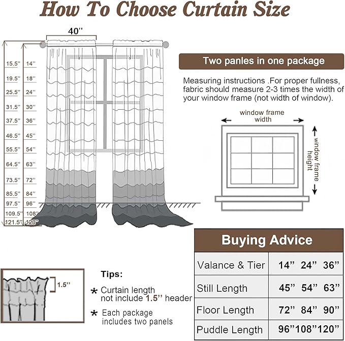 Chyhomenyc Taupe Sheer Curtains 84 Inches Long 2 Panels Set- Light Filtering - Image 2
