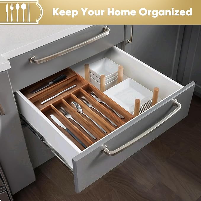 Silverware Organizer, 12.5 Inch Utensil Organizer Kitchen Drawer Organizer - Image 5