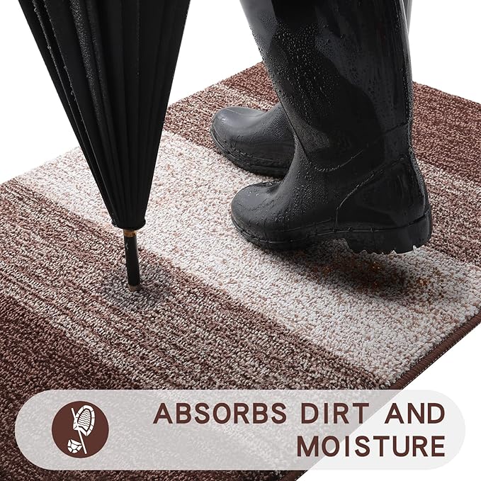 Kitinjoy Indoor Outdoor Door Mat, 48x30 Non-Slip Absorbent Dirt Trapper - Image 2