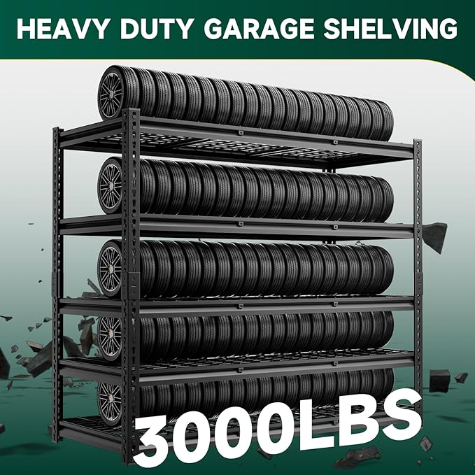 5-Tier 60" W X 24" D X 72" H Storage Shelves 3000LBS Garage Shelving Metal - Image 6