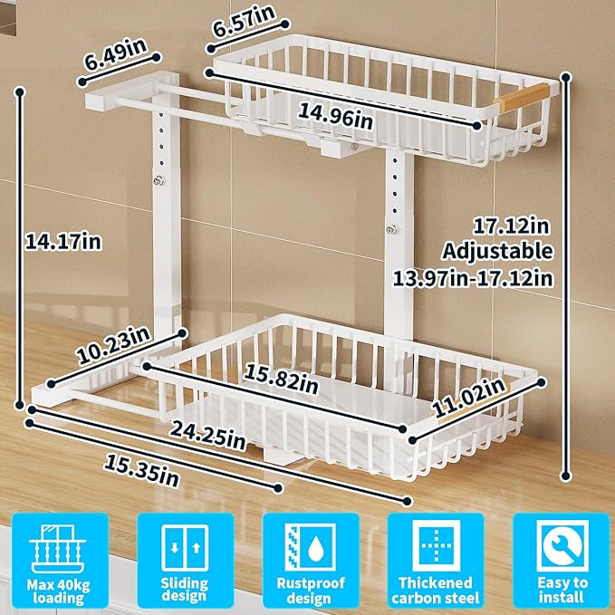Under Sink Organizer, 2 Tier Slide Out Under Sink Organizers and Storage - Image 6