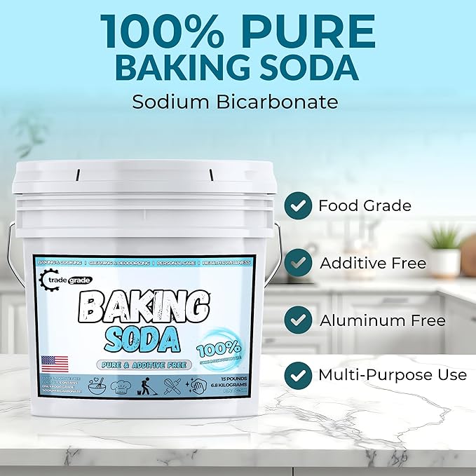 TradeGrade Pure Baking Soda Powder – 15 lb Bucket, Sodium Bicarbonate Powder | - Image 2