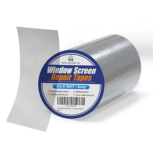 KING MOUNTAIN Grey Window Screen Repair Tape, 3inX40FT Heavy Duty Screen Repair by ForABetterHomeLife