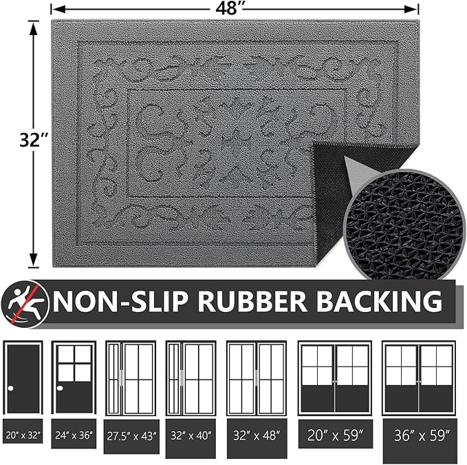 FONEYI Indoor Door Mat 32" x 48", Dirt Trapper Door Mats Non-Slip Entryway Rugs - Image 2