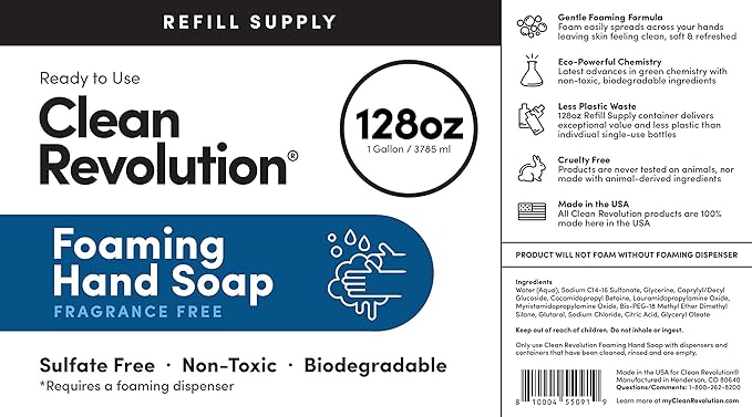 Clean Revolution Foaming Hand Soap Refill Supply, Moisturizing & Eco-Friendly - Image 10