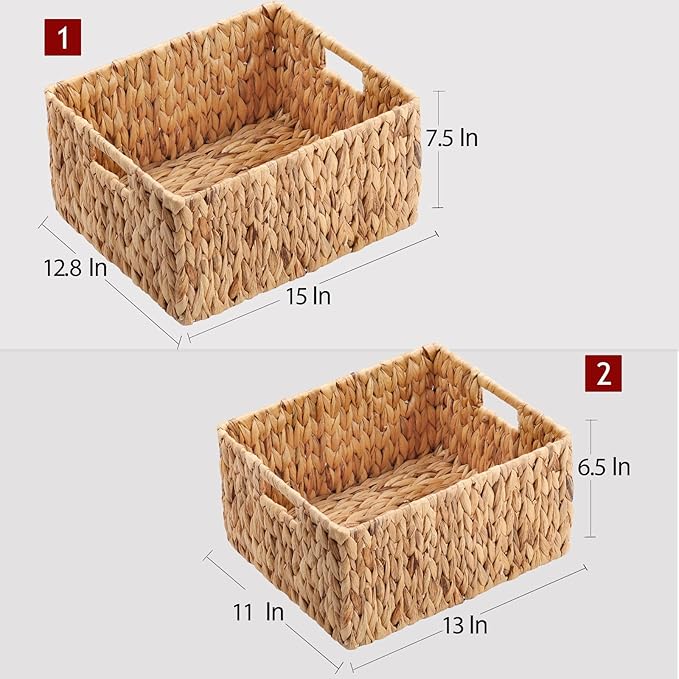 HOONEX Water Hyacinth Storage Baskets, Wicker Baskets - Image 4