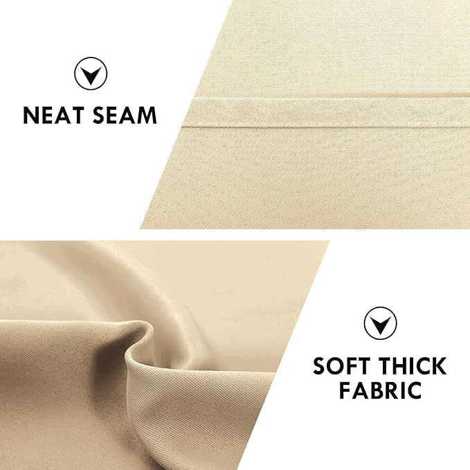 DWCN Beige Curtains for Bedroom Thermal Insulated Room Darkening Drapes for - Image 6