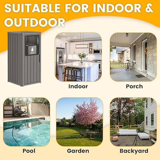 Outdoor Trash Can Waterproof Resin Garbage Can - Image 4