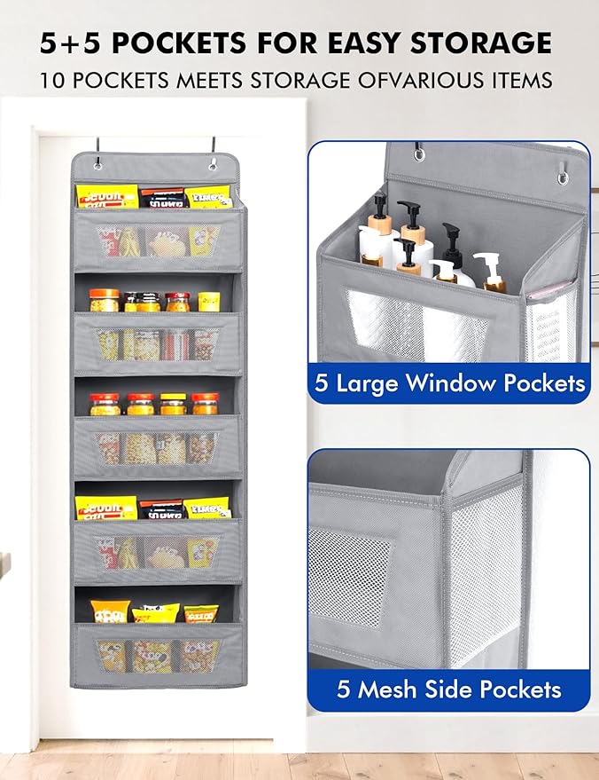 Meolsaek Over the Door Organizer, 46lbs Load and Anti-Tilt Design，5 Tier Behind - Image 3