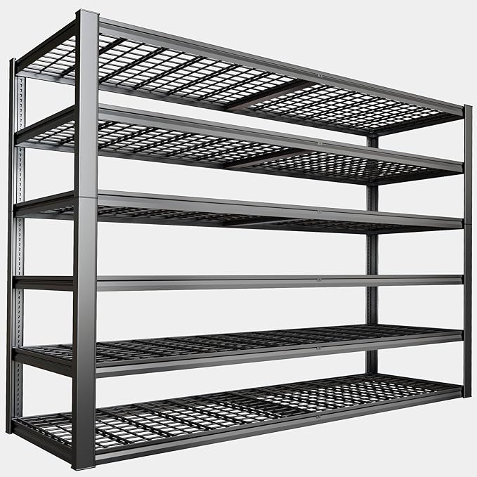 65" W Garage Shelving Heavy Duty, 6 Tier Garage Shelves, Adjustable Storage by PMKES