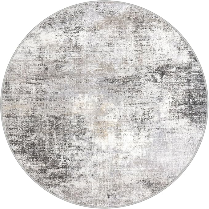 IOHOUZE Abstract Round Area Rug 8 Ft Washable Circle Rugs Large Round Rug Non - Image 9