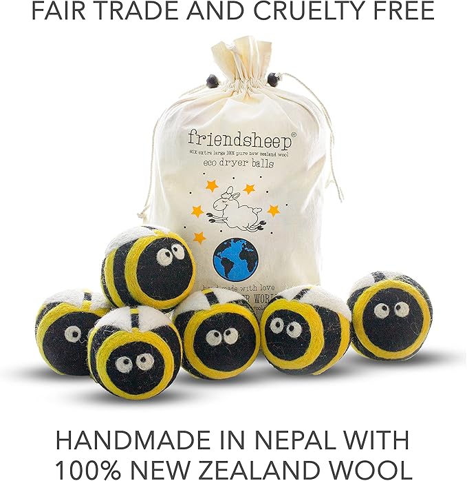 Friendsheep Wool Dryer Balls 6 Pack XL Organic Premium Reusable Cruelty Free - Image 6