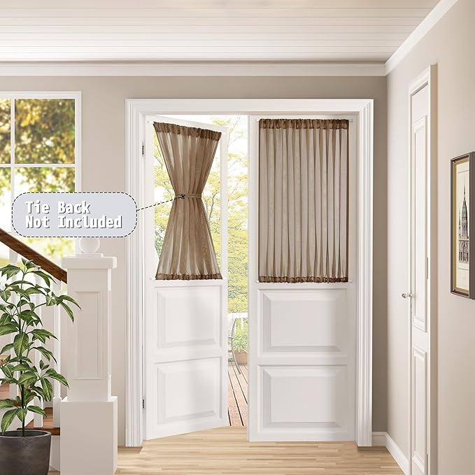 Tollpiz Sheer Curtains Closet Linen Textured Curtain Sheers Doorway Light - Image 2