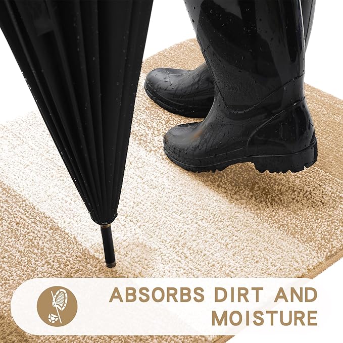 Kitinjoy Indoor Outdoor Door Mat, 59x36 Non-Slip Absorbent Dirt Trapper - Image 2