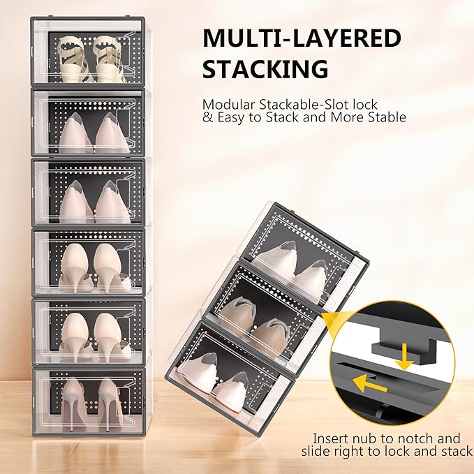 12 Pack XX Large Shoe Organizer Storage Boxes - Image 3
