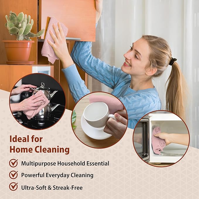 H4N Microfiber Cleaning Cloth Roll, 85 Pack Micro Fiber Wash Cloths - Image 5
