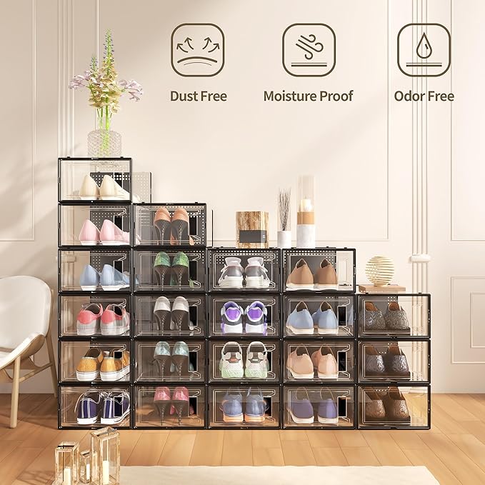 12 Pack XX Large Shoe Organizer Storage Boxes - Image 2
