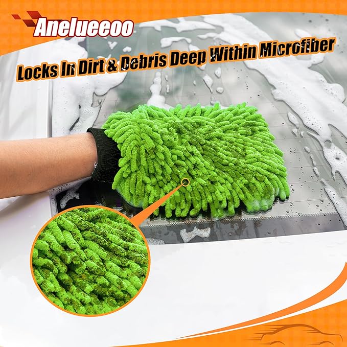 Car Wash Mitt Microfiber, Premium Chenille Microfiber Wash Car Mitts Sponge - Image 4