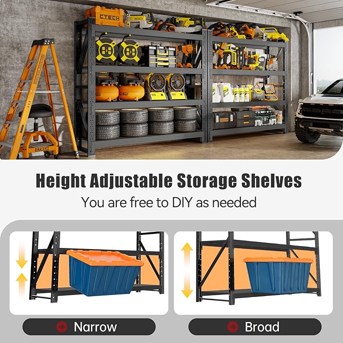 4000LBS Storage Shelves Heavy Duty, 4 Tier Adjustable Shelf, Garage Storage - Image 6