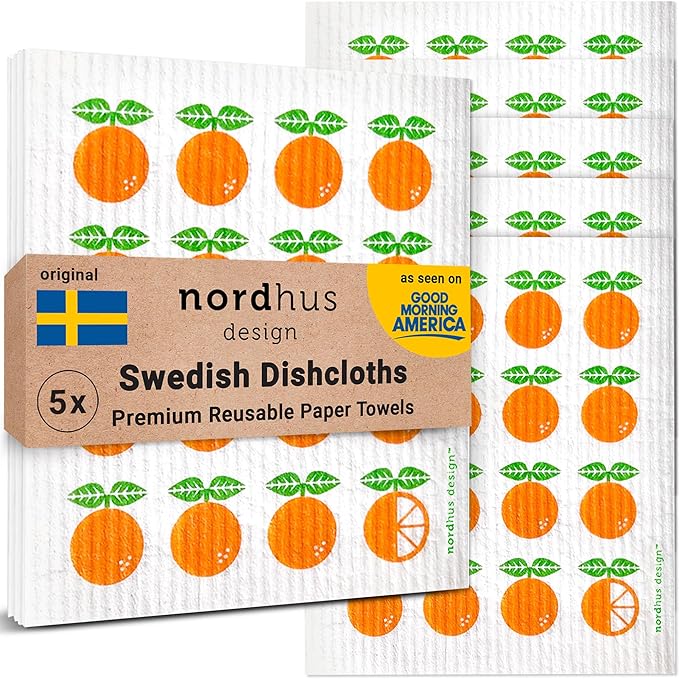 Nordhus Design Swedish Dishcloths, 5 Pack Oranges, Made in Sweden - Image 9