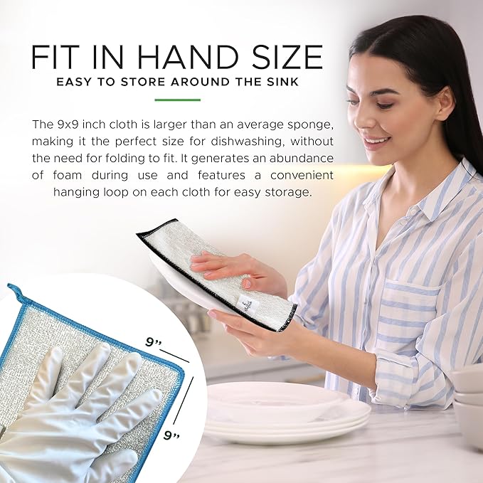 Whiffkitch Dishcloths Dishrags for Kitchen and Household Cleaning 9x9 6-Pack - Image 4