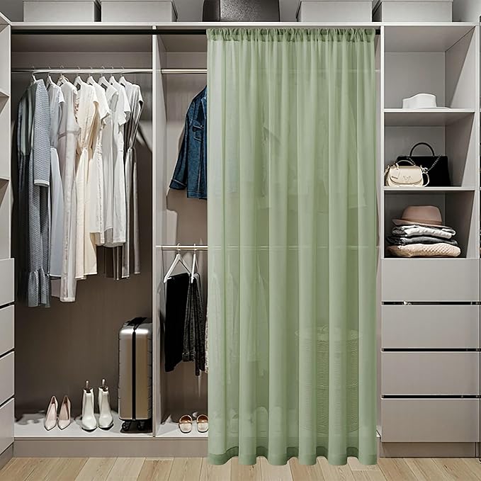 Tollpiz Sheer Door Curtains Closet Linen Textured Curtains Sheer Doorway Light - Image 3