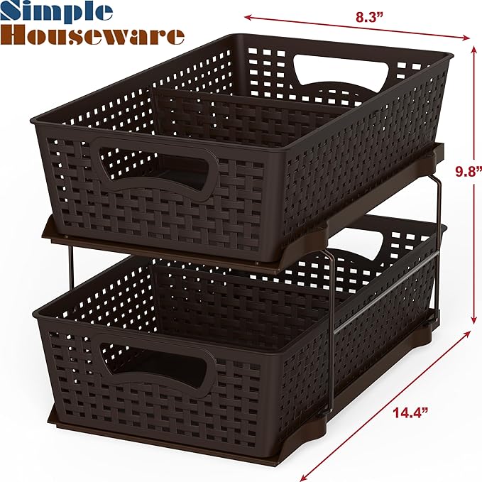 Simple Houseware 2 Tier Bathroom Organizer Tray Pull-Out Sliding - Image 2