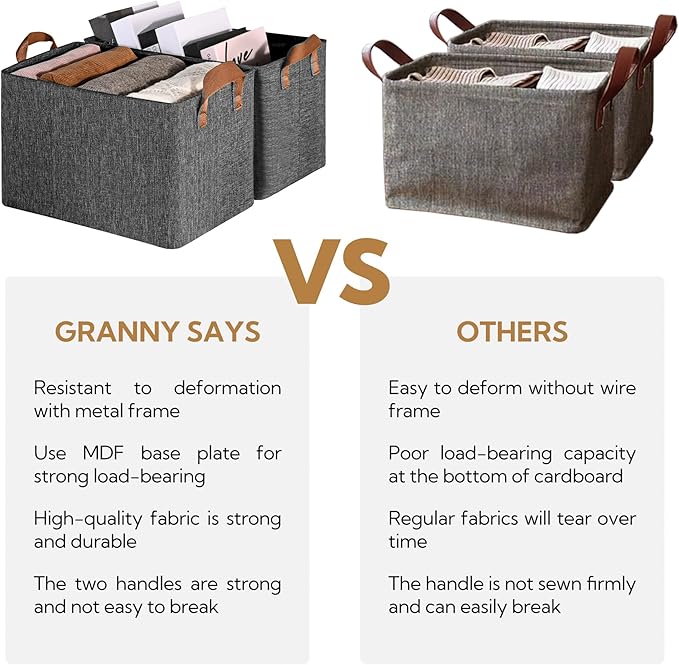 GRANNY SAYS Storage Baskets for Shelves, Closet Organizer Bins, Clothes Storage - Image 4