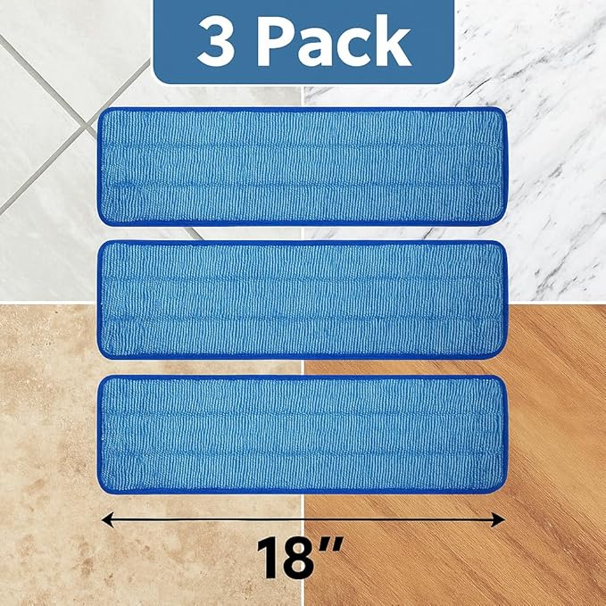 3 Pack Microfiber Pad Universal Commercial 17-18 Inch Head- Heavy Duty - Image 2