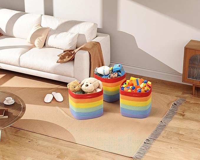 3 Pack Storage Cubes 11 Inch Cotton Rope Woven Baskets - Image 2