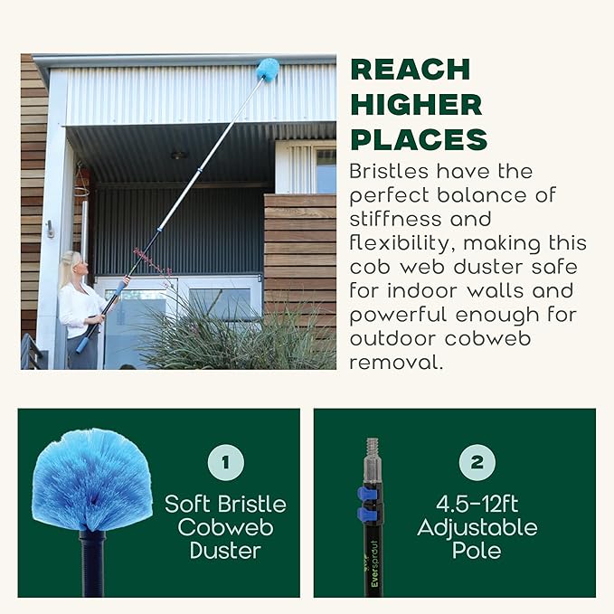 EVERSPROUT 5-to-12 Foot Cobweb Duster and Extension-Pole Combo | Hand Packaged - Image 3