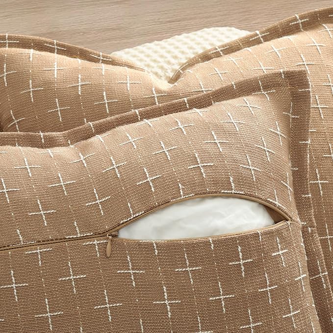 ZWJD Throw Pillow Pillow Covers 24x24 Set of 2 Soft Polyester Textured Pillow - Image 3