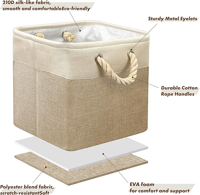 SIMPLE HOUSEWARE Fabric Storage Cubes, 3 Pack - Image 3