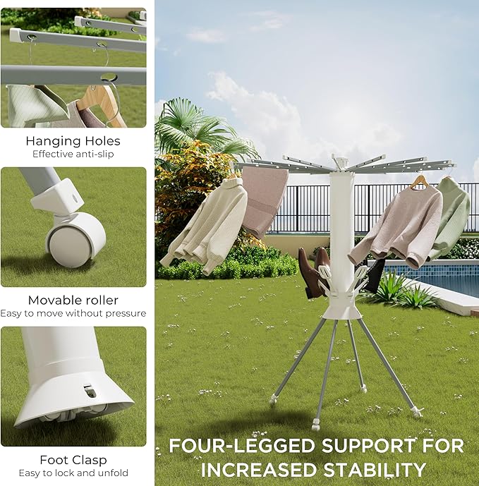 Clothes Drying Rack Foldable, Portable 4-Legged Laundry Drying Racks, Shoe - Image 3