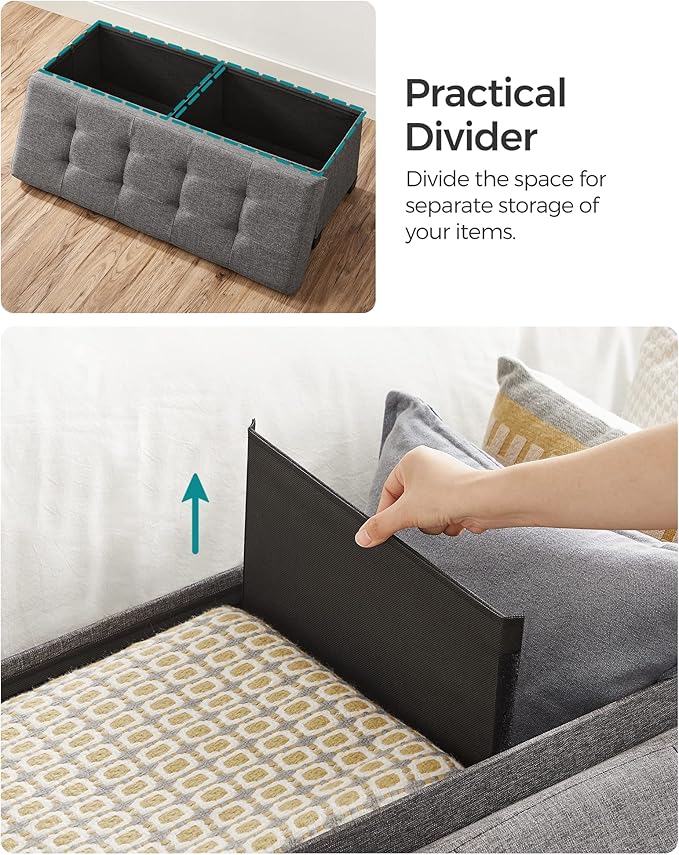 SONGMICS Storage Ottoman Bench, Foldable Foot Rest - Image 8