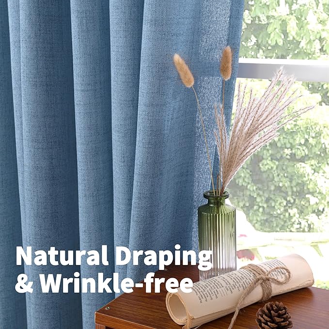 YoungsTex Denim Blue Linen Curtains 36 Inch Length - Image 5