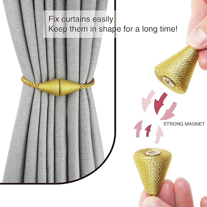 4 Pack Magnetic Curtain Tiebacks Rope Modern Handmade Curtain Tie Backs - Image 2