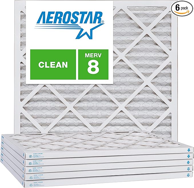 Aerostar 22x22x1 MERV 8, Pleated Air Filter, Box of 6, Made in the USA by AirFiltersDelivered