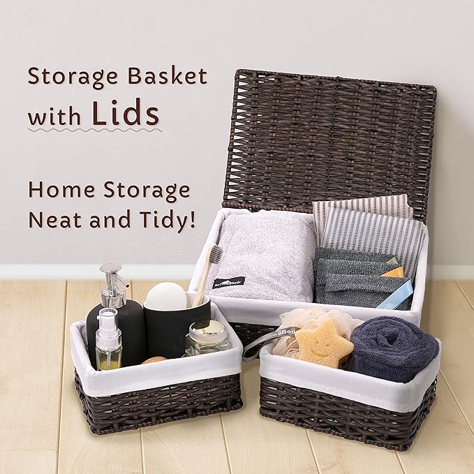 Baskets for Organizing, Undershelf Wicker Storage, Hand Woven Organizer for - Image 4