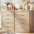 LEYAOYAO Rattan Dresser for Bedroom Set 2, Modern 5 Drawers Boho Dressers by LEYAOYAO-Findtheshiningpointofyourideallife%EF%BC%81