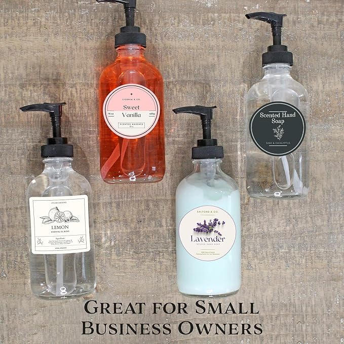 Cornucopia Brands 8oz Clear Glass Pump Bottles, Great as Essential Oil Bottles - Image 8