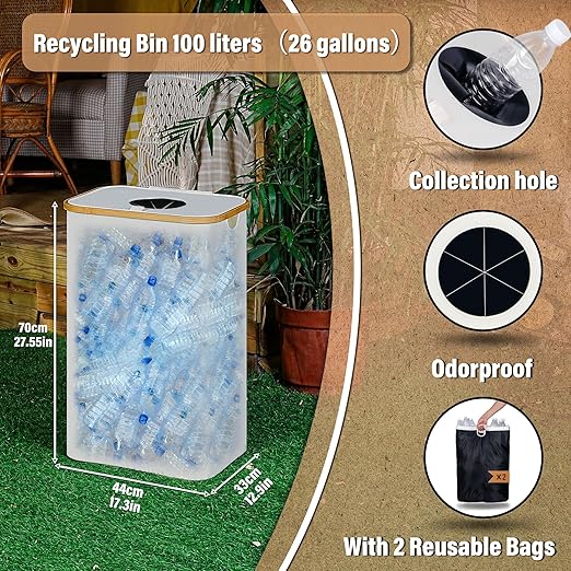 efluky Recycling Bin 100L, 26 Gallon Recycle Bins - Image 2