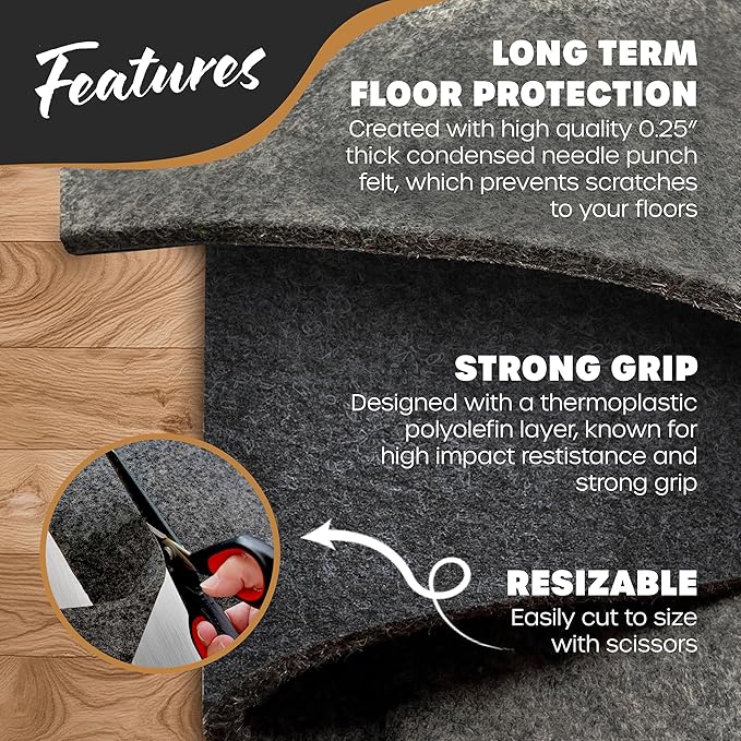 Nevlers 6x9 Rug Pad Non Slip – 1/4" Thick Felt TPO Dual-Layer Grip Mat | Anti - Image 2